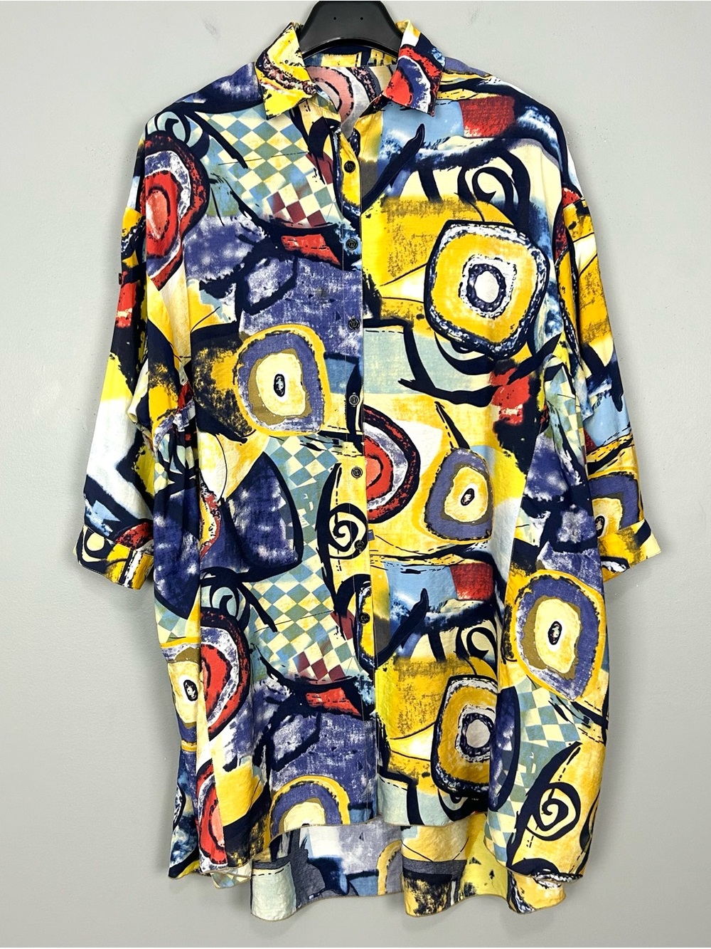 3Potato Abstract Button-Front Tunic Top Women’s Size M Oversized Art to Wear